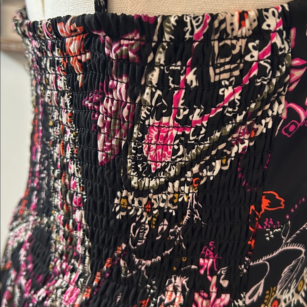 WHBM Tiered Maxi Dress Sleeveless Black Roses & Vines V-Neck Spaghetti Straps S - Picture 11 of 14